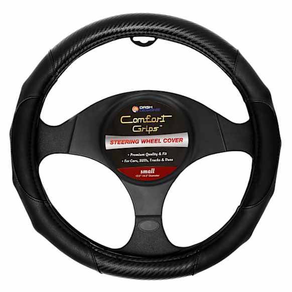 3421BK Comfort Grips Carbon Gripper Steering Wheel Cover - Black, Leatherette Vinyl, Universal 13.5-14.4 in., Slip-On, Sold individually
