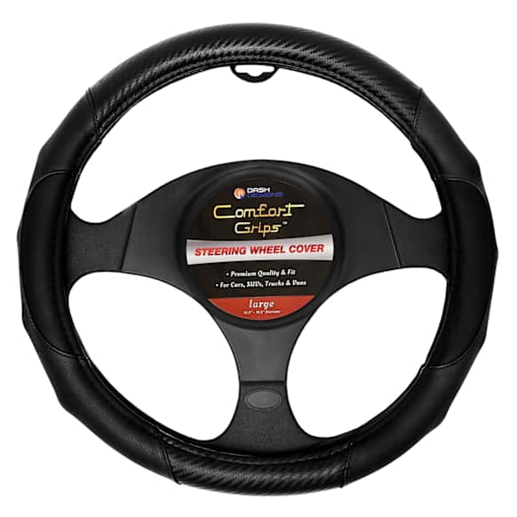 3423BK Comfort Grips Carbon Gripper Steering Wheel Cover - Black, Leatherette Vinyl, Universal 15.5-16.5 in., Slip-On, Sold individually
