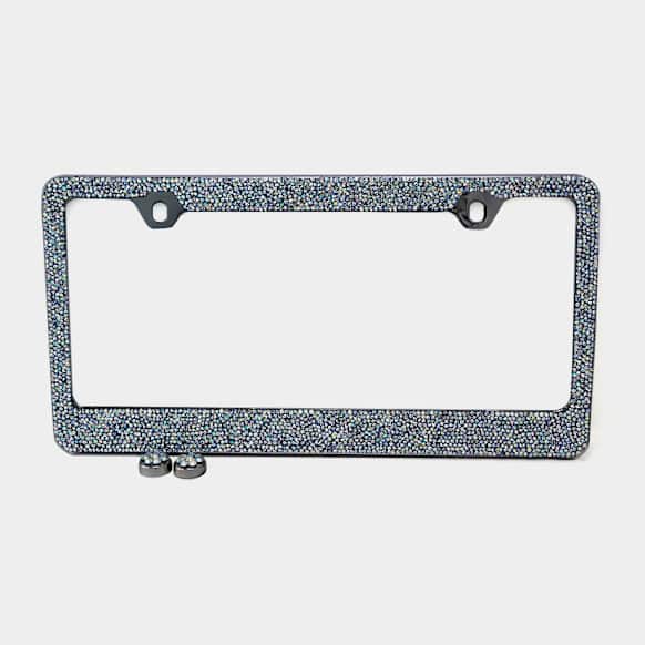 LF03 License Plate Frame - Rainbow Crystals, Stainless Steel, Universal, Sold Individually