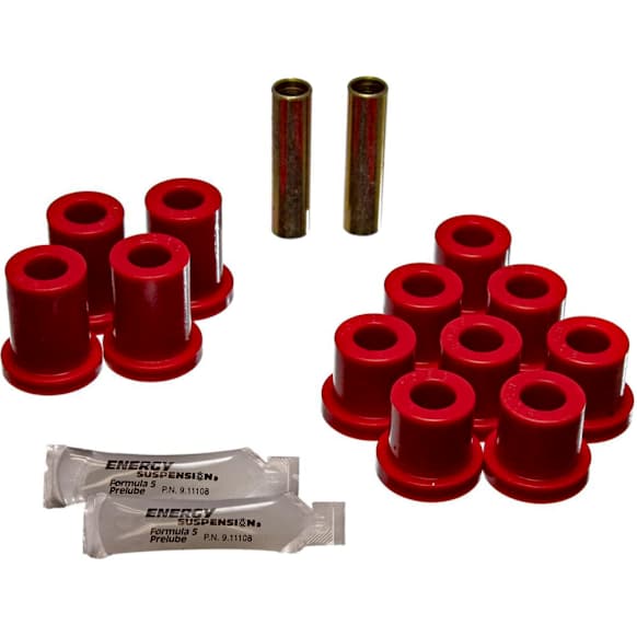 Leaf Spring Bushing - Red, Polyurethane, Direct Fit, 2-spring-and-shackle set
