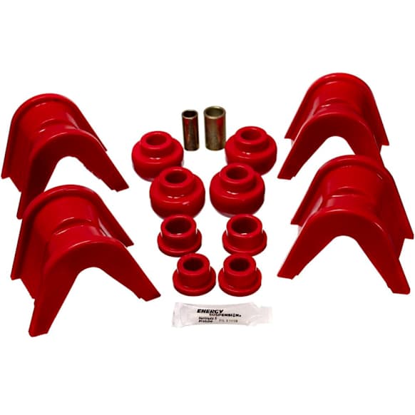 4.7104R Radius Arm Bushing - Red, Polyurethane, Direct Fit, Set of 14