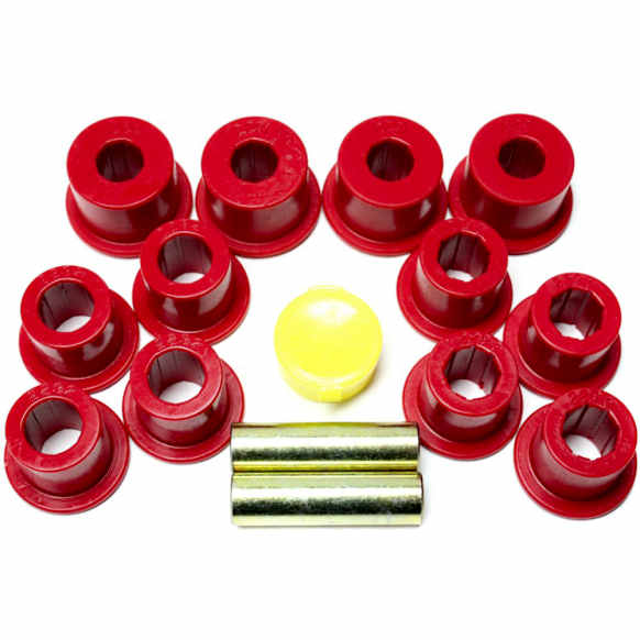 Leaf Spring Bushing - Red, Polyurethane, Direct Fit, 2-spring-and-shackle set