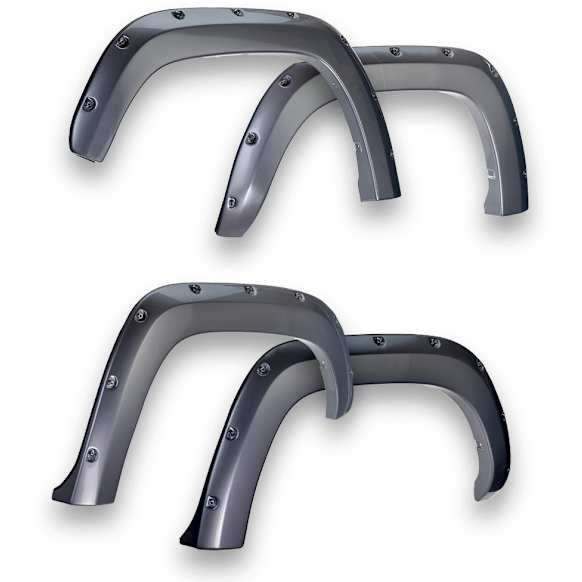 795494-1D6 Front and Rear, Driver and Passenger Side Fender Flares, Silver Bolt-On Look Painted Series