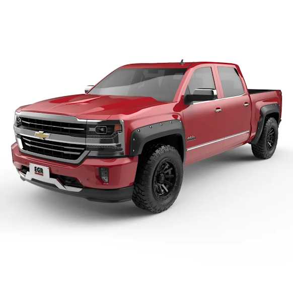2014 Chevrolet Silverado 1500 - Front and Rear, Driver and Passenger Side, Fender Flares, 69.3 in. Bed, 4-Door, Black, Crew Cab Pickup