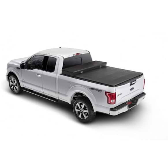 93704 Trifecta 2.0 Toolbox Series Soft Folding Tonneau Cover, Leather Grained Vinyl Fits Approx. 8 ft. Bed