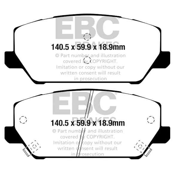 2019 Hyundai Veloster N - Front Aramid Fiber Ceramic Brake Pad Set, 2.0L 4Cyl, FMSI Pad No. D2211, Redstuff Ceramic Low Dust