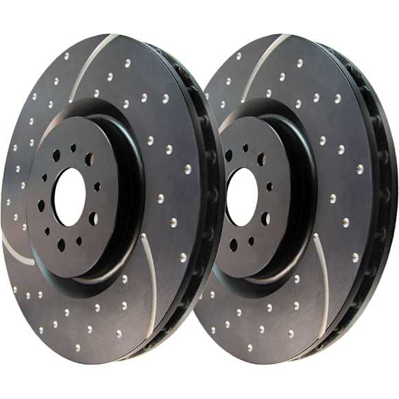 GD1500 Front Brake Disc, Silver Grey Geomet, Dimpled and Slotted, 5 Lugs, 299.97 mm, GD Sport Slotted And Dimpled