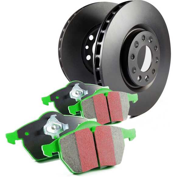 S11KF1352 Front Brake Disc and Pad Kit, Silver Grey Geomet, Plain Surface, 5 Lugs, Aramid Fiber, S11 Greenstuff 2000 Pad and RK Premium Rotors