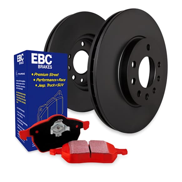 S12KF1831 Front Brake Disc and Pad Kit, Silver Grey Geomet, Plain Surface, 5 Lugs, 373.89 mm, Aramid Fiber Ceramic, S12 Redstuff Ceramic Pad and RK Premium Rotors