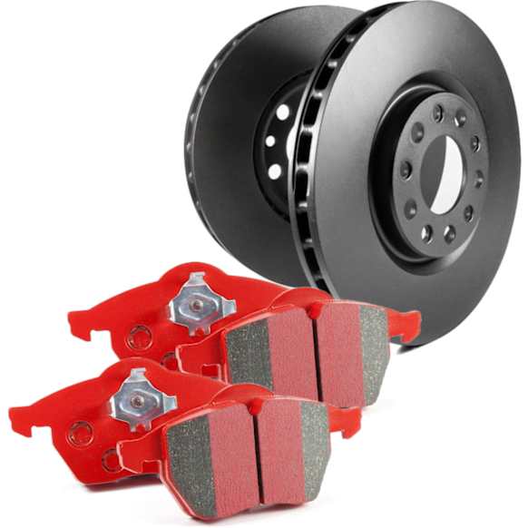 S12KR1233 Rear Brake Disc and Pad Kit, Silver Grey Geomet, Plain Surface, 5 Lugs, Aramid Fiber Ceramic, S12 Redstuff Ceramic Pad and RK Premium Rotors