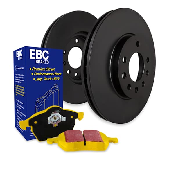 2019 Chevrolet Silverado 1500 - Front Brake Disc and Pad Kit, Silver Grey Geomet, Plain Surface, 6 Lugs, Aramid Fiber, FMSI Pad No. D2173, 2.7L 4Cyl, S13 Yellowstuff Sport Pad and RK Premium Rotors