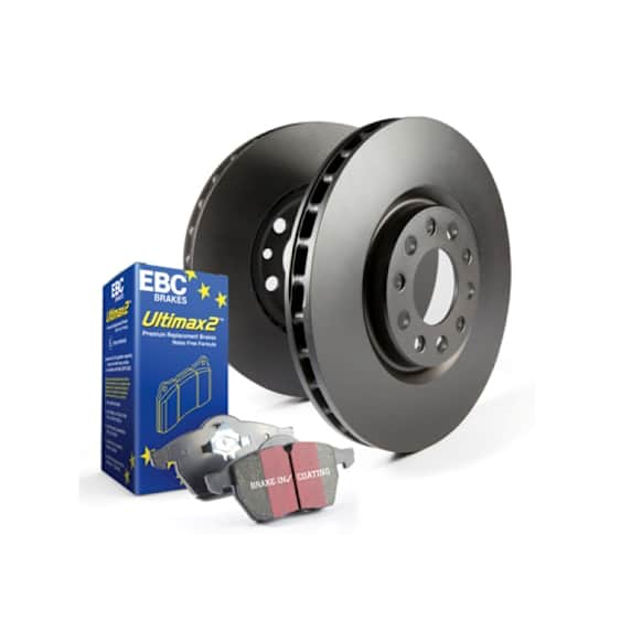 S1KF1000 Front Brake Disc and Pad Kit, Silver Grey Geomet, Plain Surface, 4 Lugs, 276.86 mm, Aramid Fiber, S1 Ultimax2 Pad and RK Premium Rotors