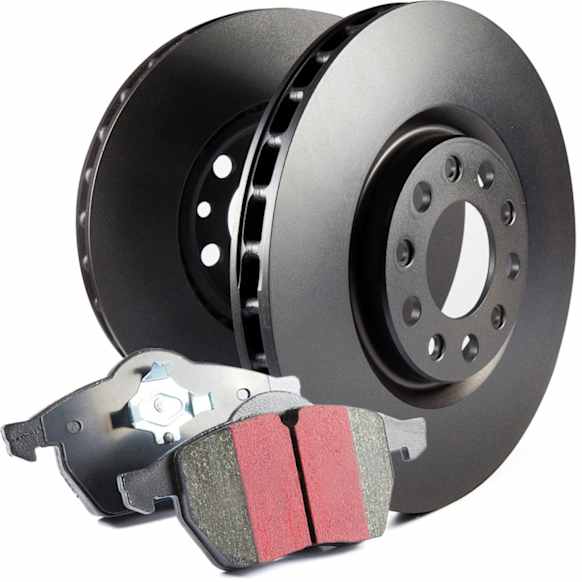 S1KF1933 Front Brake Disc and Pad Kit, Silver Grey Geomet, Plain Surface, 5 Lugs, Aramid Fiber, S1 Ultimax2 Pad and RK Premium Directional Rotors