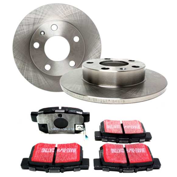S1KR1156 Rear Brake Disc and Pad Kit, Silver Grey Geomet, Plain Surface, 5 Lugs, 281.94 mm, Aramid Fiber, S1 Ultimax2 Pad and RK Premium Rotors