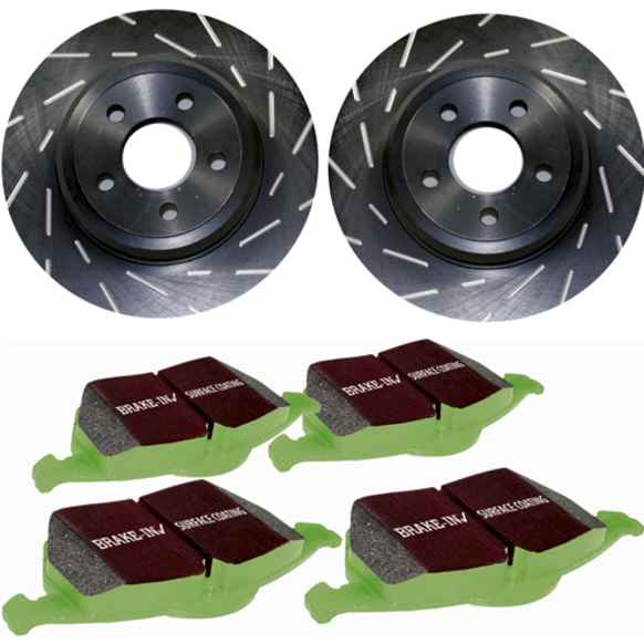 S2KR2060 Rear Brake Disc and Pad Kit, Silver Grey Geomet, Slotted, 5 Lugs, 260.1 mm, Aramid Fiber, S2 Greenstuff 2000 and USR Sport Slotted Rotors