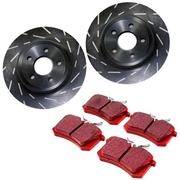 S4KR1257 Rear Brake Disc and Pad Kit, Slotted 5 Lugs 239.01 mm Aramid Fiber Ceramic S4 Redstuff Ceramic Pad and USR Sport Slotted Rotors