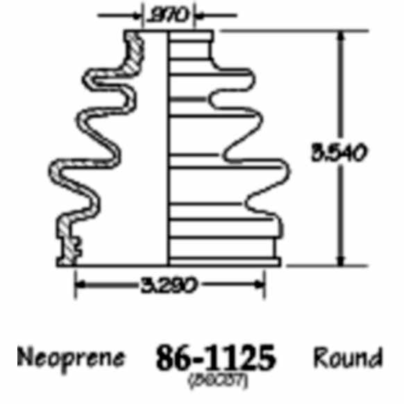 86-1125-D CV Boot - Black, Neoprene, Direct Fit, Sold individually