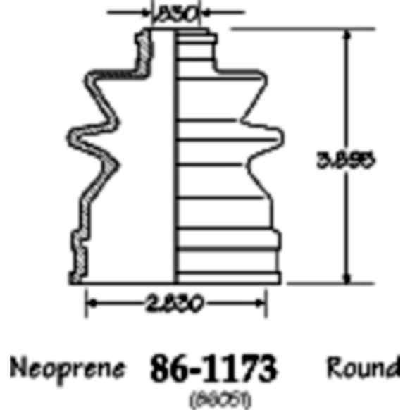 86-1173-D CV Boot - Black, Neoprene, Direct Fit, Sold individually