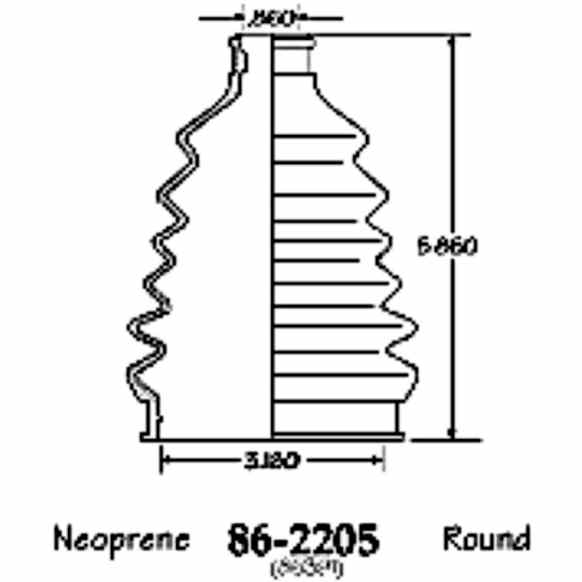 86-2205-D CV Boot - Black, Neoprene, Direct Fit, Sold individually