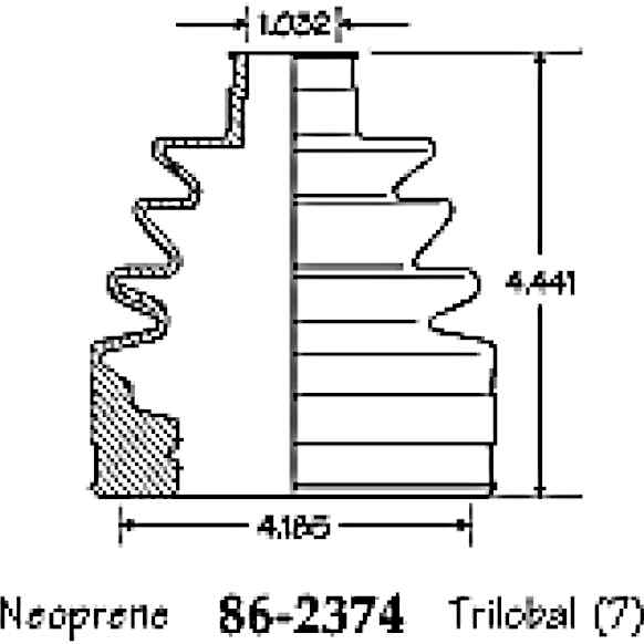 86-2374-D CV Boot - Black, Neoprene, Direct Fit, Sold individually