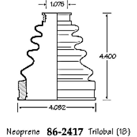 86-2417-D CV Boot - Black, Neoprene, Direct Fit, Sold individually
