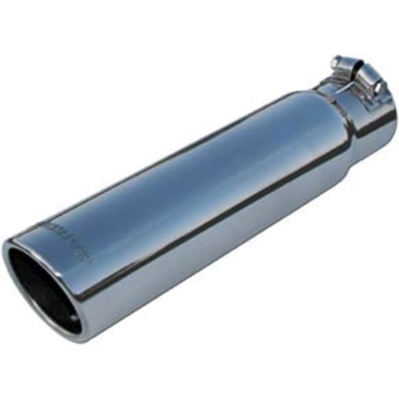 15361 Universal Exhaust Tip, Polished Stainless Steel, Rolled Edge Angle Cut, 3.0 in. Outlet Diameter, 2.5 in. Inlet Diameter, 12 in. Length, Clamp-On, Sold Individually
