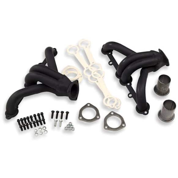 11000FLT Headers Shorty, Painted Black, Made of Steel