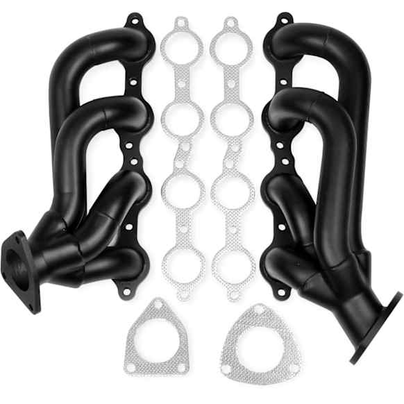 11143FLT Headers Shorty, Painted Black, Made of Stainless Steel