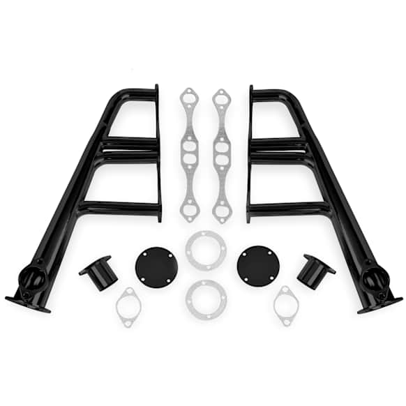 11702FLT Universal, Headers Shorty Painted Black Made of Steel