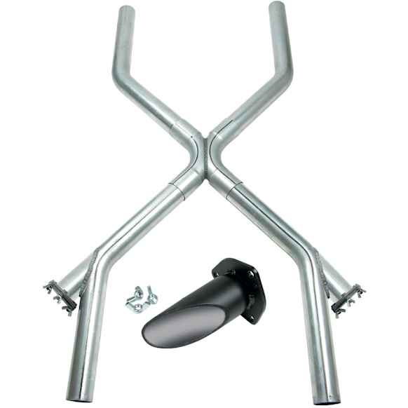 53630FLT Universal, X-Pipe Aluminized Steel Exhaust Pipe Warlock Series