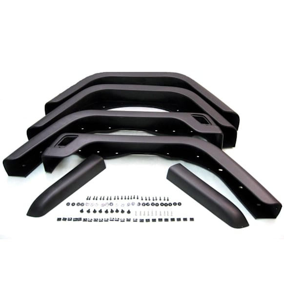 1997 Jeep Wrangler - Front and Rear, Driver and Passenger Side, Fender Flares, With Side Extensions, Black