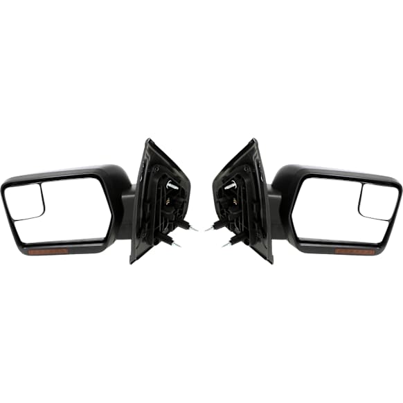 2013 Ford F-150 - Driver and Passenger Side Mirror, 2-Door, Power Adjust, Heated, Chrome, Power Folding, In-housing Signal Light, No Blind Spot Feature, With Memory, With Puddle Light, No Auto-Dimming, Standard Cab Pickup