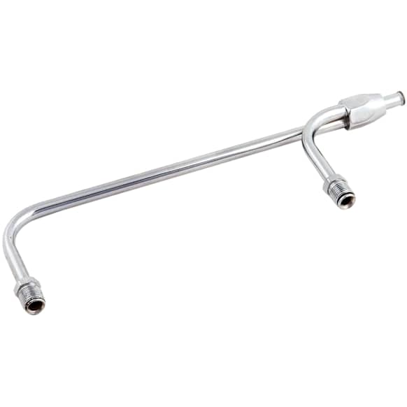 1551 Fuel Line - 3/8 Inch Dual Inlet - Chrome, Fits Holley 4160 Style Carburetors with 8-21/32 Inch centers