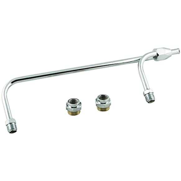 1552 Fuel Line - 3/8 Inch Dual Inlet - Chrome, Fits Holley 4150 style Carburetors with 9-5/16 Inch centers.