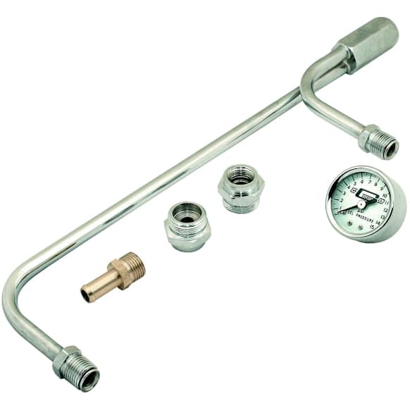 1559 Fuel Line Kit with Gauge & Fittings - Chrome, Fits Holley 4150 style Carburetors with 9-5/16 Inch Centers