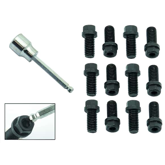3420G Header Bolts - 3/8-16 x 3/4 Inch Hex & Socket Head - Black Oxide, Set of 12