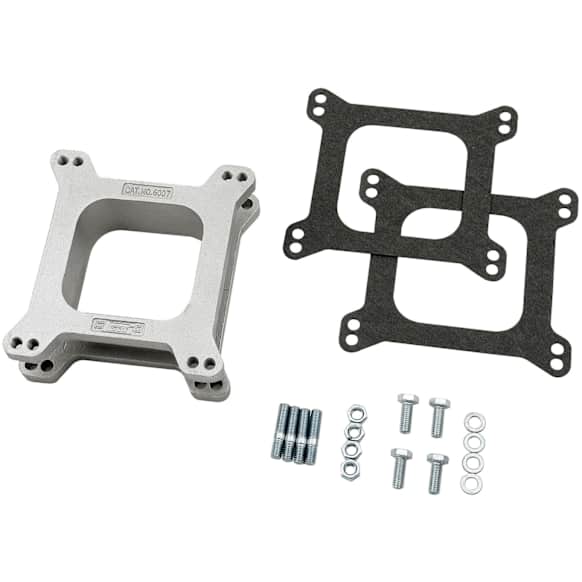 6007 Carburetor Spacer Kit - Open Center - Aluminum - 2 Inch, This Die-Cast Aluminum Carburetor Spacer Kit Fits Holley & Carter Carburetors with Standard Bolt Patterns with a 2 Inch Open Center.