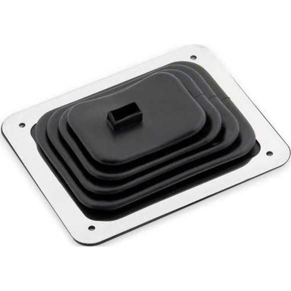 9648 Shift Boot - Black, Rubber, Small 3-1/2 x 4-1/2 Inch Shifter Boot with Trim Ring and Mounting Screws.