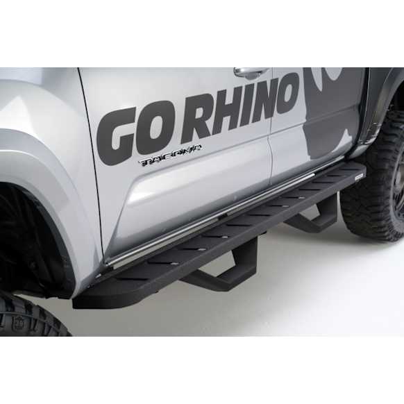 6344168720T Running Boards, Powdercoated Textured Black, Steel, with 2-Pairs of RB10 Drop Steps, 4-Door, Crew Cab Pickup, Crew Max, RB10 Raptor-Style Series