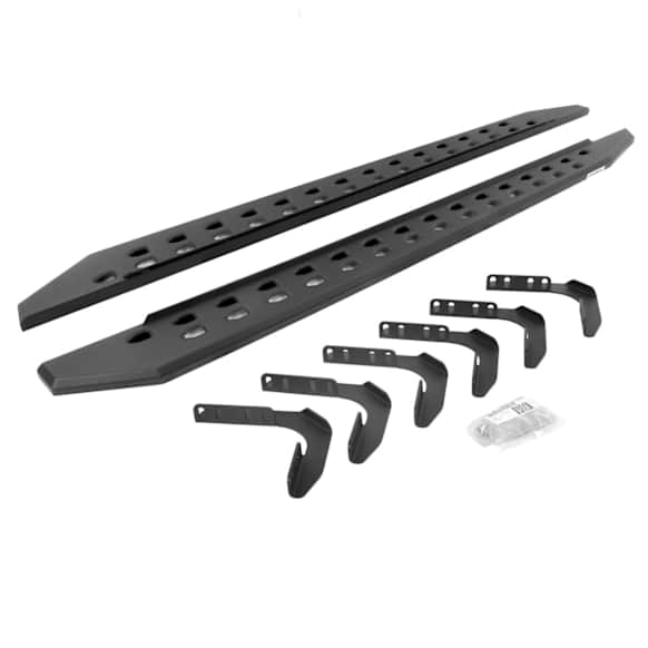69415087SPC Running Boards, Powdercoated Textured Black, Steel, 4-Door, Crew Cab Pickup, RB20 Slim Line Series