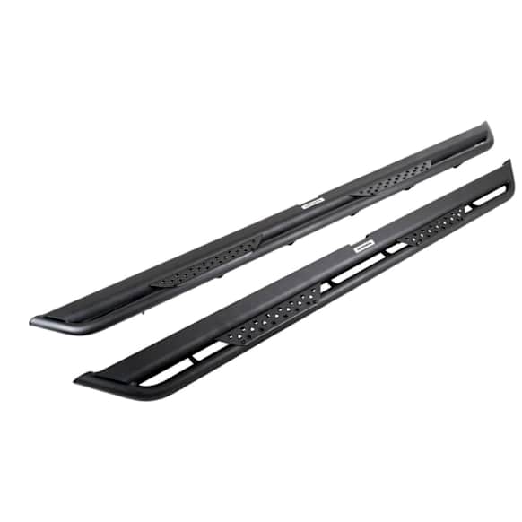 DT4155T Running Boards, Powdercoated Textured Black, Steel, 4-Door, Crew Cab Pickup