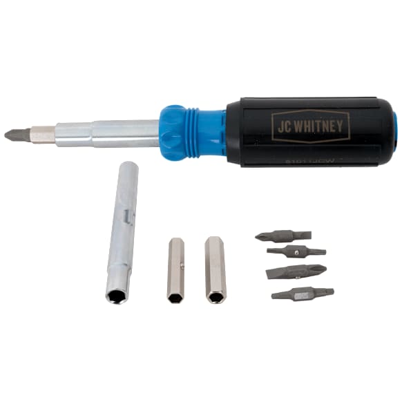 GAP0000019 Screwdriver -  11-in-1 Multi Bit, Blue with Tan Lasered Black Grip