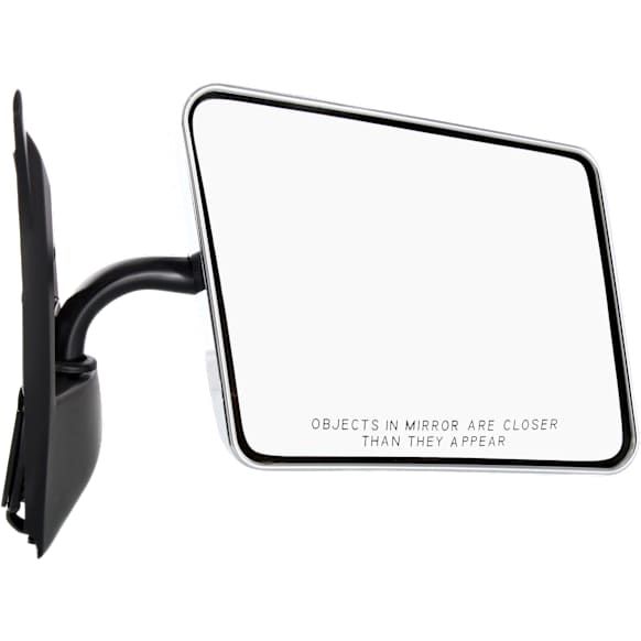 Passenger Side Mirror, Manual Adjust, Manual Folding, Non-Heated, Chrome, No Signal Light, No Memory, No Puddle Light, No Auto-Dimming, No Blind Spot Feature