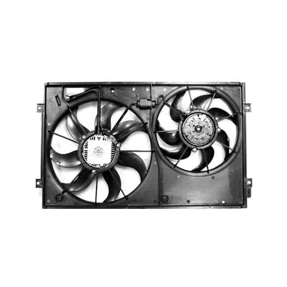 2007 Volkswagen Rabbit - Radiator Fan 5 Cyl 2.5L, Radiator and Condenser Complete Assembly, Dual fan, GPD OE Replacement