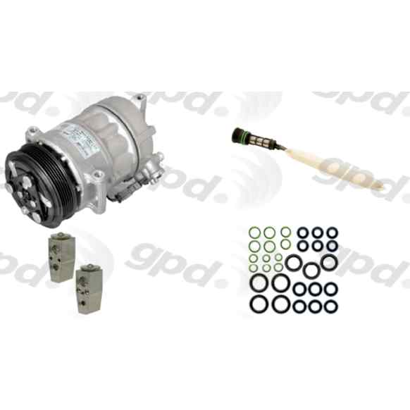 9611243 4-Piece Kit A/C Compressor, With Clutch, 6-Groove Pulley, 2.0L, 4Cyl, Includes (1) A/C Compressor, (1) Drier Desiccant Element, (1) A/C Expansion Valve and (1) A/C O-Ring and Gasket Seal Kit