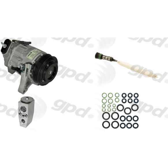 9611261 4-Piece Kit A/C Compressor, With Clutch, 6-Groove Pulley, 3.6L, 6Cyl, Includes (1) A/C Compressor, (1) Drier Desiccant Element, (1) A/C Expansion Valve and (1) A/C O-Ring and Gasket Seal Kit