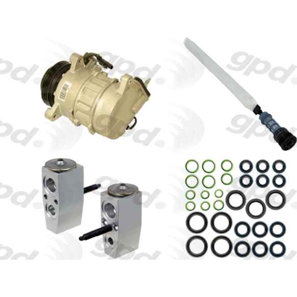 2019 Chevrolet Tahoe - 4-Piece Kit A/C Compressor, Without Rear Air Conditioning, 4 Groove, O-Ring Seal Kit 1321337, 6513078, Acum/Drier 1412020, Front Exp Valve 3411934, 7Sas17A, With Clutch, 4-Groove Pulley, 6.2L 8Cyl