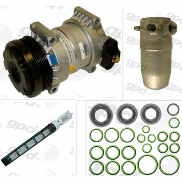 9611641 4-Piece Kit A/C Compressor, With Clutch, 6-Groove Pulley, Includes (1) A/C Compressor, (1) A/C Accumulator, (1) A/C Orifice Tube and (1) A/C O-Ring and Gasket Seal Kit