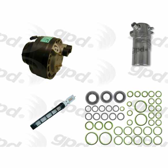 1993 Cadillac Fleetwood - 4-Piece Kit A/C Compressor, 6 Groove, 6511351, O-Ring Seal Kit 1321265, Front Exp Valve 3411249, Acum/Drier 1411288, Without Hdc, Scroll Replacement For 7511351 R4, With Clutch, 6-Groove Pulley, 5.7L 8Cyl