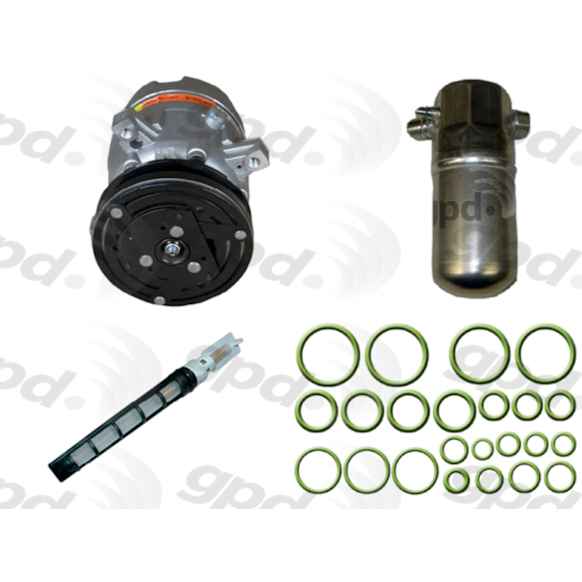 9612188 4-Piece Kit A/C Compressor, With Clutch, 1-Groove Pulley, Includes (1) A/C Compressor, (1) A/C Accumulator, (1) A/C Orifice Tube and (1) A/C O-Ring and Gasket Seal Kit